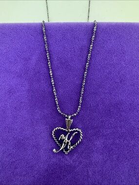 💛 Vintage Sterling Silver Heart Initial 'K' Necklace | Romantic Tribute